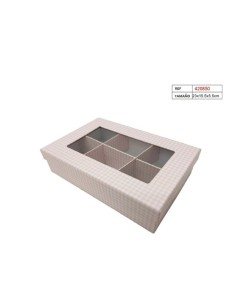 CAJA C/6 ESPACIOS 23X15.5X5.5  CUADRADA ROSA