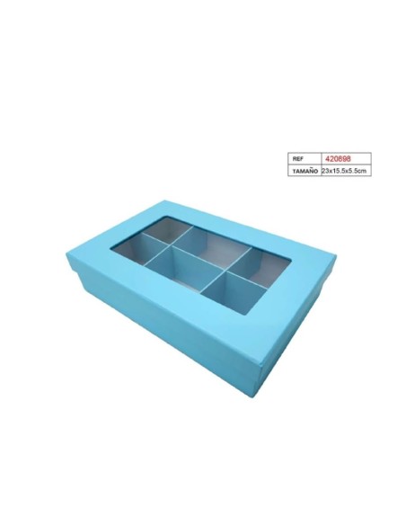 CAJA C/6 ESPACIOS 23X15.5X5.5  CELESTE