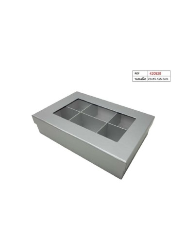 CAJA C/6 ESPACIOS 23X15.5X5.5 GRIS