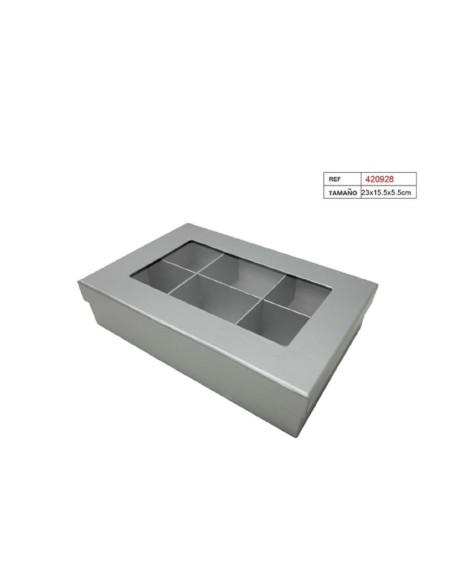 CAJA C/6 ESPACIOS 23X15.5X5.5 GRIS
