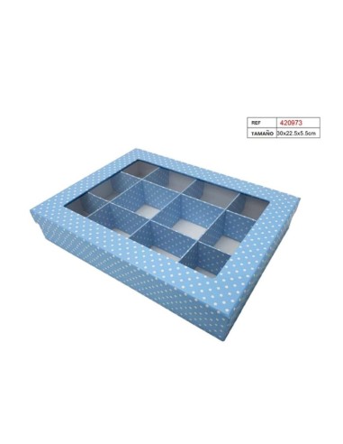CAJA C/12 ESPACIOS 30X22.5X5.5 CUADRADA ROSA