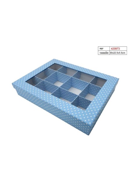 CAJA C/12 ESPACIOS 30X22.5X5.5 CUADRADA ROSA