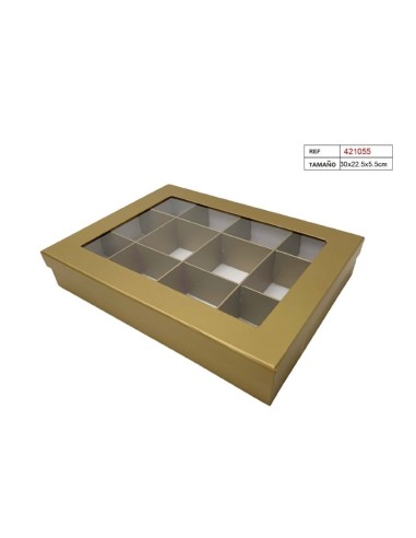 CAJA C/12 ESPACIOS 30X22.5X5.5 ORO