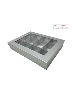 CAJA C/12 ESPACIOS 30X22.5X5.5 GRIS