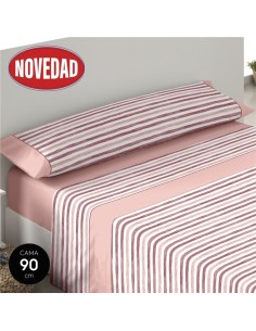 SABANAS 90CM GRANATE 50%ALGODÓN "RAYAS"