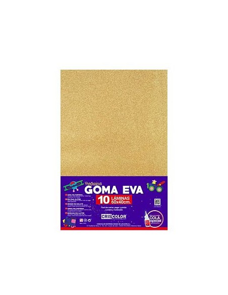 GOMA EVA ORO CLARO PURPURINA 40X60 10UDS