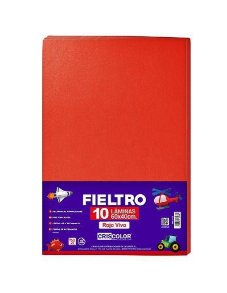 FIELTRO 40X60CM  ROJO VIVO 10UDS.
