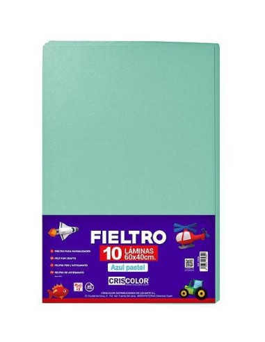 FIELTRO 40X60CM  AZUL PASTEL 10UDS.