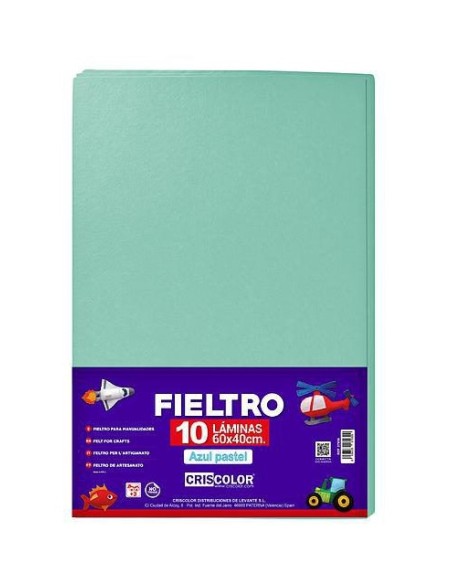 FIELTRO 40X60CM  AZUL PASTEL 10UDS.