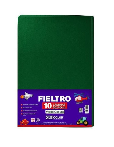 FIELTRO 40X60CM  VERDE OSCURO 10UDS.