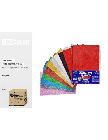 GOMA EVA SURTIDA ADHESIVA PURPURINA 20X30CM