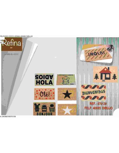 FELPUDO 40X65 COCO NATURAL DIBUJO HOGAR