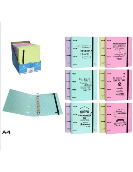 CARPETA 4 ANILLAS 40MM  FRASES NEGRO