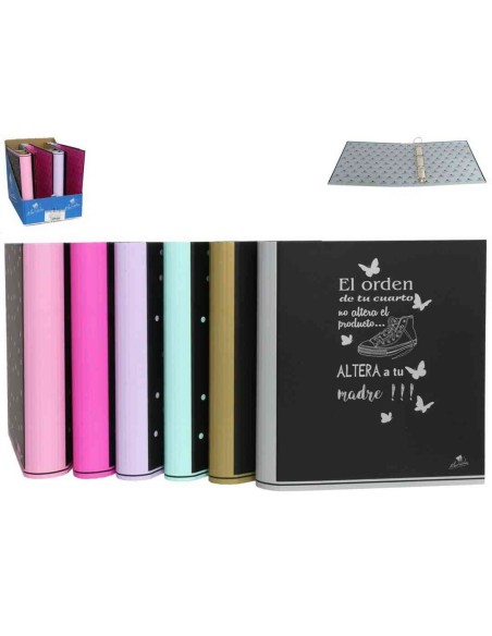 CARPETA 4 ANILLAS 40MM MIXTA FRASES SURTIDA