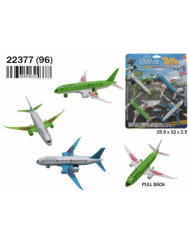 BLISTER 4 AVIONES COMERCIALES PULL BACK (24)(96)