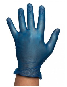 GUANTE VINILO 100UND T/MEDIANA AZUL SIN POLVO