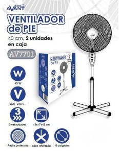 VENTILADOR DE PIE AVANT 16" 45W 40CM-2UNDS