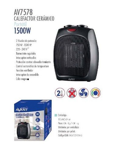 CALEFACTOR AVANT CERAMICO 1500W
