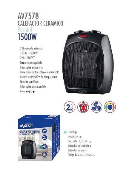 CALEFACTOR AVANT CERAMICO 1500W