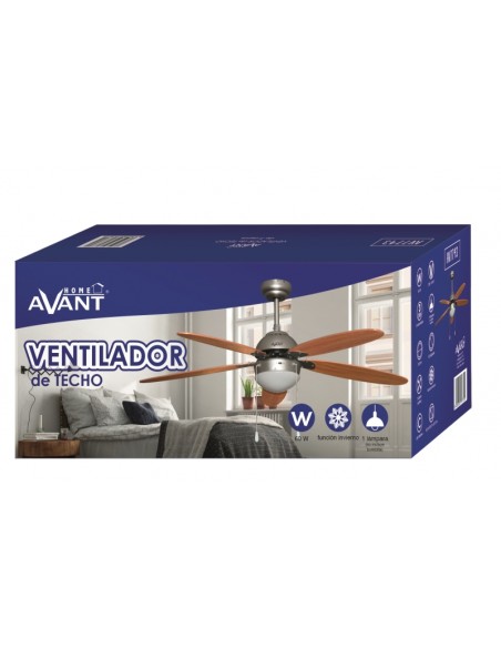VENTILADOR AVANT TECHO GRIS/MADERA 132CM 60W