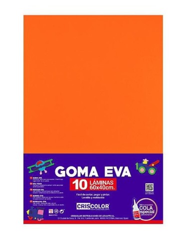 GOMA EVA NARANJA 40X60CM 10UDS.