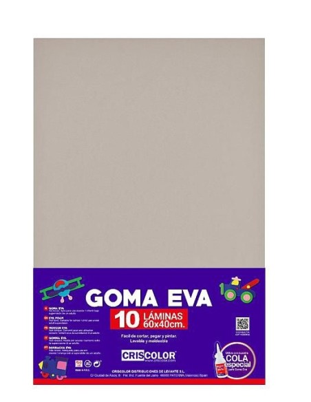 GOMA EVA 40X60CM GRIS CLARO 10UDS.