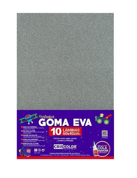 GOMA EVA PLATA PURPURINA 40X60CM 10UDS.