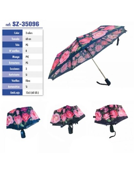 PARAGUAS MEDIANO CON ROSAS