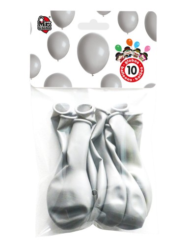 B/S 10 GLOBOS METALIZADO PLATA