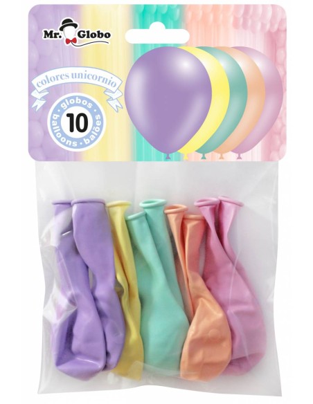 GLOBOS UNICORNIO B/10 COLOR PASTEL