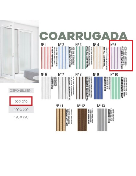 CORTINA  Nº5 90CM TRANSPARENTE Y LILA