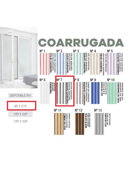 CORTINA Nº7 90X210M TRANSPARENTE/NEGRA