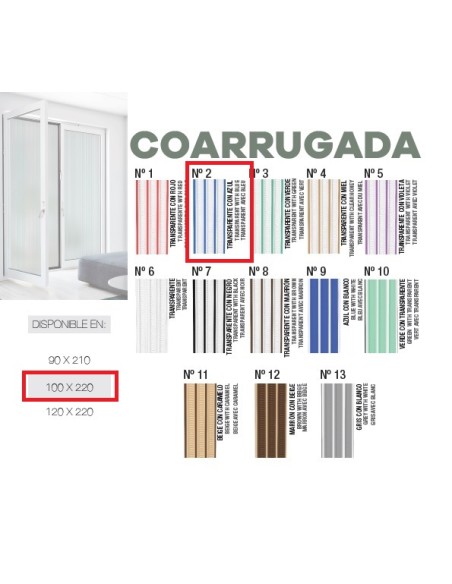 CORTINA Nº2 1M TRANSPARENTE Y AZUL