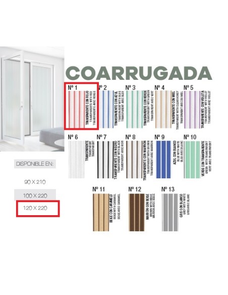 CORTINA Nº1 1.20M TRANSP Y ROJA