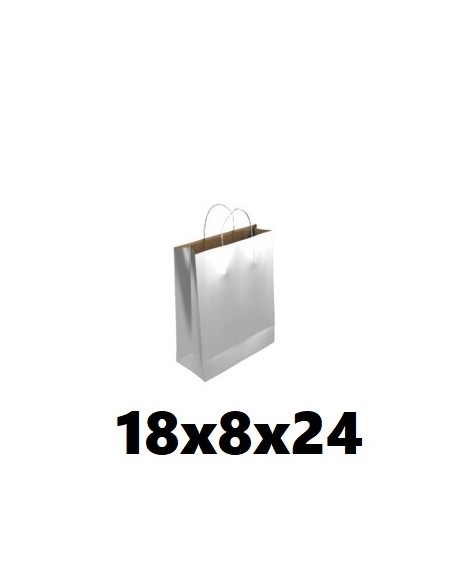 BOLSA KRAFT PLATA XS 18x8x24CM
