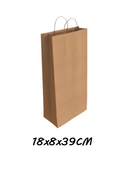 BOLSA KRAFT MARRON BOTELLA 18x8x39CM