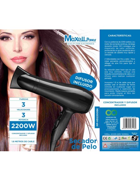 SECADOR DE PELO MPHD2200BK-1189