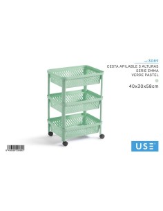 VERDULERO APILABLE 3 ALTURAS VERDE PASTEL SERIE EMMA