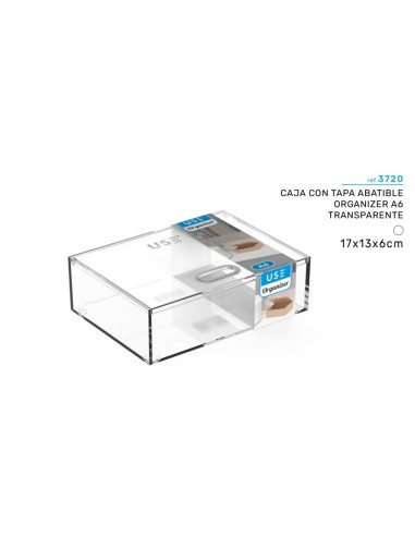 CAJA CON TAPA ABATIBLE ORGANIZER A6 -TRANSPARENTE