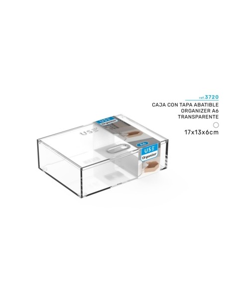 CAJA CON TAPA ABATIBLE ORGANIZER A6 -TRANSPARENTE