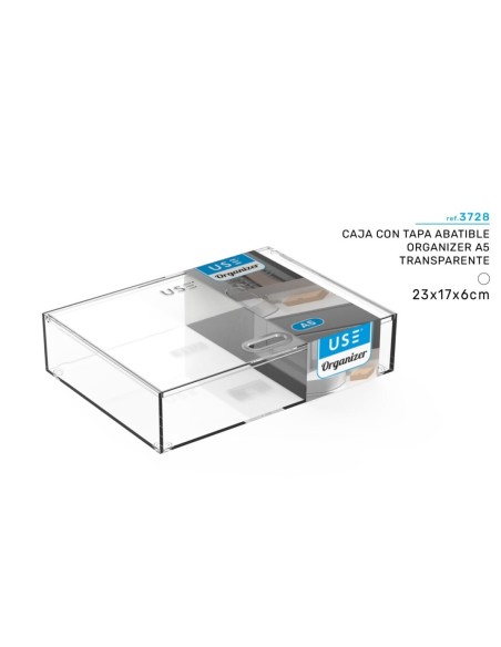 CAJA CON TAPA ABATIBLE ORGANIZER A5 -TRANSPARENTE