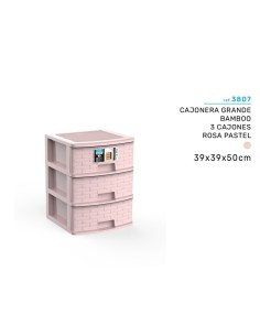 CAJONERA 39X39X50CM 3 CAJONES ROSA PASTEL