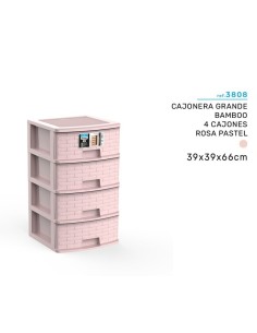 CAJONERA 39X39X66CM 4 CAJONES ROSA PASTEL