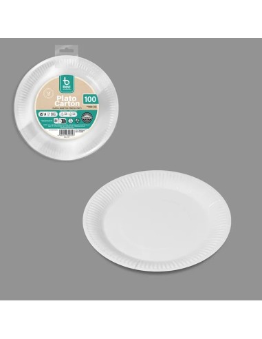 S/100 PLATO CARTON BLANCO 18 CM