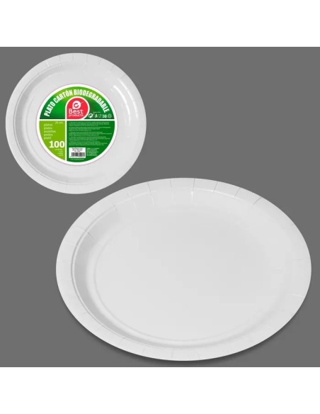 S/100 PLATO CARTON BLANCO 20 CM