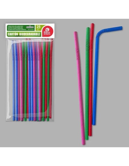 S/25 CAÑAS CARTÓN FLEXIBLE C/SURTIDOS 19,70 X 0,60 CM