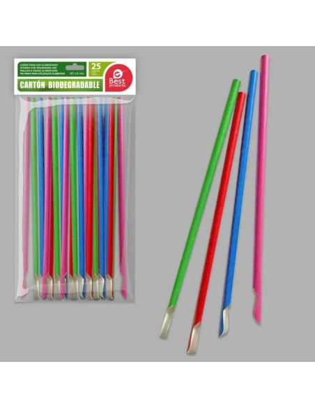 S/25 CAÑA CARTÓN CUCHARA C/SURTIDOS 0,20 X 6 CM S/25 CAÑA CA