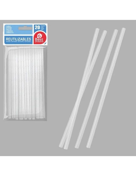 CAÑA REUTILIZABLE S/20 BLANCA PP 19.70X0.60CM