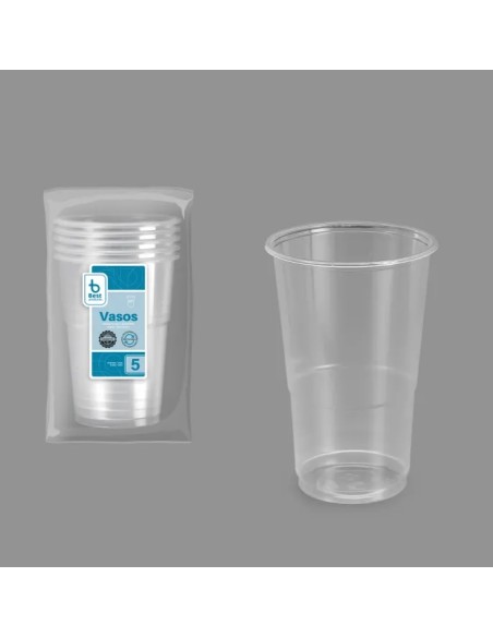 S/5 VASO 600CC REUTILIZABLE TRANSP.