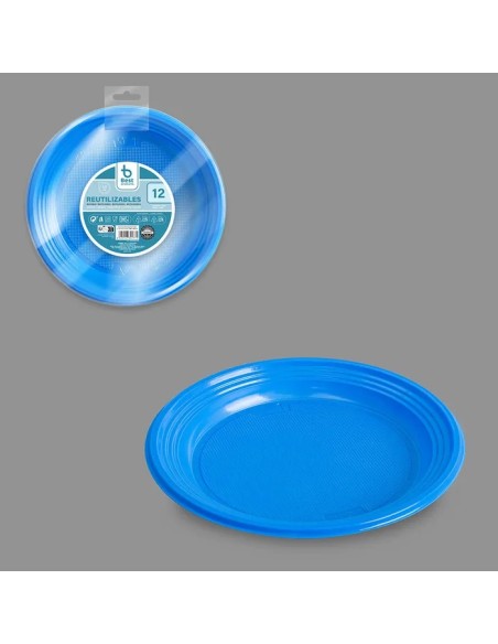 S/12 PLATO 17CM REUT. AZUL POSTRE